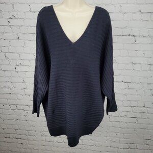 NWT NY&C Soho Jeans Black Knit Slouchy Dolman V Neck Pullover Sweater Size XL